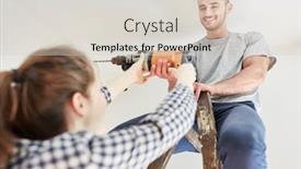  Presentation with drill - Presentation design featuring young-couple-using-drill background and a lemonade colored foreground