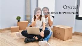  Presentation with lips mouth - Presentation enhanced with young-couple-using-laptop background and a light gray colored foreground