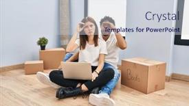  Presentation with crisis - PPT layouts having young-couple-using-laptop background and a lemonade colored foreground