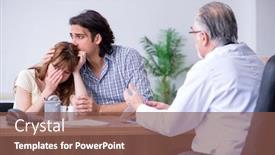  Presentation with old couple - Slide set enhanced with young couple visiting old male doctor background and a tawny brown colored foreground