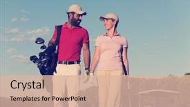  Presentation with golf course - Slide set enhanced with young couple walking to next background and a lemonade colored foreground