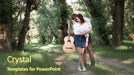  Presentation with old couple walking - Colorful PPT theme enhanced with young couple walking backdrop and a tawny brown colored foreground