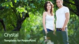  Presentation with dog park - Presentation theme having young couple walking background and a tawny brown colored foreground