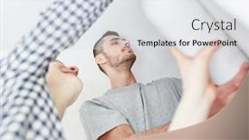  Presentation with wall - Presentation theme enhanced with young-couple-wallpapering-a-wall background and a light gray colored foreground