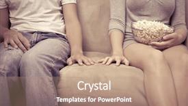  Presentation with popcorn movie - Slide deck having young couple watch a movie background and a  colored foreground