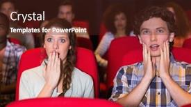  Presentation with cinema - Beautiful slides featuring young-couple-watching-a-film backdrop and a tawny brown colored foreground