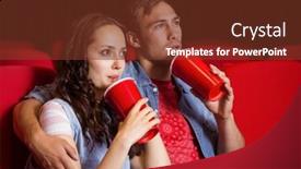  Presentation with cinema - Audience pleasing theme consisting of young couple watching a film at the cinema backdrop and a tawny brown colored foreground