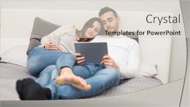  Presentation with movie - PPT theme with young-couple-watching-a-movie background and a lemonade colored foreground