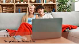  Presentation with film - Presentation theme having young-couple-watching-film background and a red colored foreground