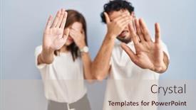  Presentation with clothes - Slide deck featuring young-couple-wearing-casual-clothes background and a  colored foreground