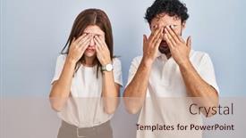  Presentation with clothes - Presentation design featuring young-couple-wearing-casual-clothes background and a soft green colored foreground