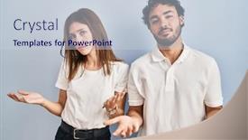  Presentation with clothes - Presentation design with young-couple-wearing-casual-clothes background and a lemonade colored foreground