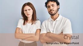  Presentation with clothes - Slide deck with young-couple-wearing-casual-clothes background and a  colored foreground