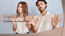  Presentation with forbidden - Slides consisting of young-couple-wearing-casual-clothes background and a coral colored foreground