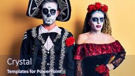  Presentation with mexican day - Slide set having young-couple-wearing-mexican-day background and a navy blue colored foreground