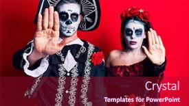  Presentation with mexican day - Amazing PPT theme having young-couple-wearing-mexican-day backdrop and a crimson colored foreground