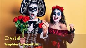  Presentation with mexican day - Beautiful presentation theme featuring young-couple-wearing-mexican-day backdrop and a tawny brown colored foreground