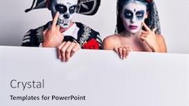  Presentation with mexican day - PPT theme featuring young-couple-wearing-mexican-day background and a sky blue colored foreground