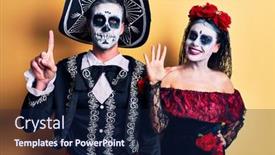  Presentation with mexican day - Slides enhanced with young-couple-wearing-mexican-day background and a navy blue colored foreground