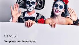  Presentation with mexican day - PPT theme having young-couple-wearing-mexican-day background and a sky blue colored foreground