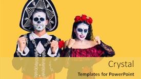  Presentation with mexican day - Slide set featuring young-couple-wearing-mexican-day background and a yellow colored foreground