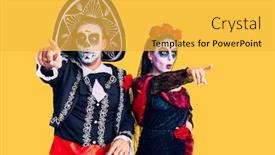  Presentation with mexican day - Colorful PPT theme enhanced with young-couple-wearing-mexican-day backdrop and a yellow colored foreground