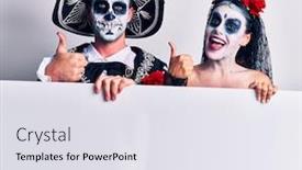  Presentation with mexican day - PPT theme with young-couple-wearing-mexican-day background and a sky blue colored foreground