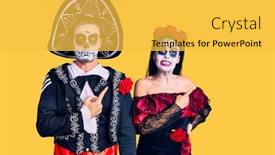  Presentation with mexican day - Cool new slide deck with young-couple-wearing-mexican-day backdrop and a yellow colored foreground