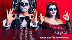  Presentation with mexican day - Colorful slide set enhanced with young-couple-wearing-mexican-day backdrop and a violet colored foreground