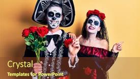  Presentation with mexican day - Cool new slide deck with young-couple-wearing-mexican-day backdrop and a tawny brown colored foreground