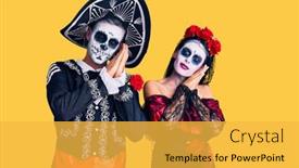  Presentation with mexican day - Audience pleasing PPT layouts consisting of young-couple-wearing-mexican-day backdrop and a yellow colored foreground