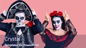  Presentation with mexican day - PPT layouts enhanced with young-couple-wearing-mexican-day background and a navy blue colored foreground