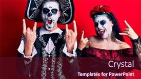  Presentation with star red - Cool new PPT layouts with young-couple-wearing-mexican-day backdrop and a tawny brown colored foreground