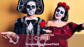  Presentation with mexican day - Beautiful PPT theme featuring young-couple-wearing-mexican-day backdrop and a tawny brown colored foreground