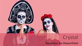  Presentation with mexican day - Theme with young-couple-wearing-mexican-day background and a coral colored foreground