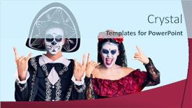  Presentation with teal design music symbol - PPT theme enhanced with young-couple-wearing-mexican-day background and a cool aqua colored foreground