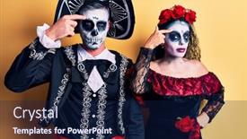  Presentation with mexican day - Theme enhanced with young-couple-wearing-mexican-day background and a navy blue colored foreground