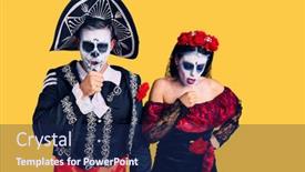  Presentation with mexican day - Audience pleasing PPT layouts consisting of young-couple-wearing-mexican-day backdrop and a navy blue colored foreground