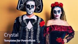  Presentation with mexican day - Colorful slide set enhanced with young-couple-wearing-mexican-day backdrop and a navy blue colored foreground