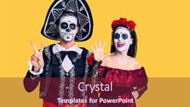  Presentation with mexican day - PPT theme having young-couple-wearing-mexican-day background and a violet colored foreground