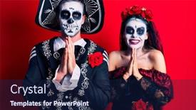  Presentation with mexican day - Presentation theme featuring young-couple-wearing-mexican-day background and a navy blue colored foreground