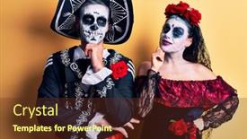  Presentation with mexican day - Presentation design enhanced with young-couple-wearing-mexican-day background and a tawny brown colored foreground