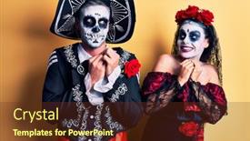  Presentation with mexican day - PPT layouts having young-couple-wearing-mexican-day background and a tawny brown colored foreground
