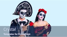  Presentation with mexican day - PPT theme with young-couple-wearing-mexican-day background and a ocean colored foreground