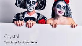  Presentation with mexican day - Beautiful PPT theme featuring young-couple-wearing-mexican-day backdrop and a sky blue colored foreground