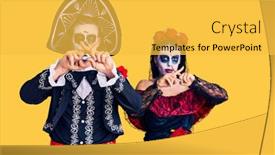 Presentation with mexican day - Audience pleasing presentation theme consisting of young-couple-wearing-mexican-day backdrop and a yellow colored foreground