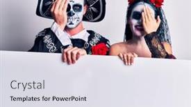  Presentation with mexican day - Presentation design enhanced with young-couple-wearing-mexican-day background and a light gray colored foreground