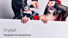  Presentation with mexican day - Presentation theme featuring young-couple-wearing-mexican-day background and a sky blue colored foreground