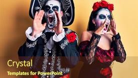  Presentation with mexican day - Cool new slide set with young-couple-wearing-mexican-day backdrop and a tawny brown colored foreground