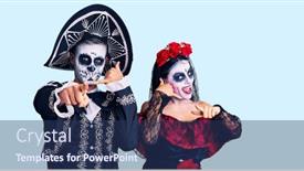  Presentation with mexican day - PPT theme consisting of young-couple-wearing-mexican-day background and a ocean colored foreground